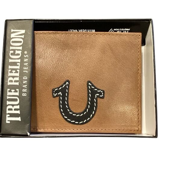 NWT True Religion Tan Wallet Weston Genuine Leather RFID - Picture 1 of 6